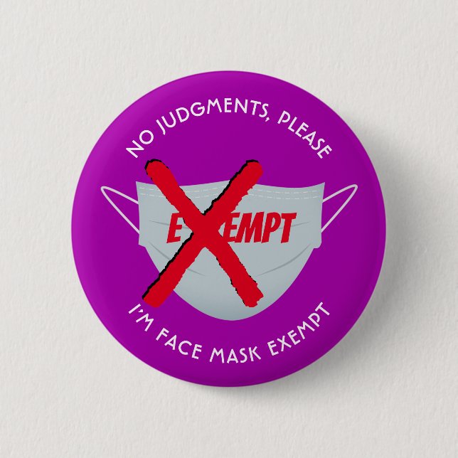 Pink | FACE MASK EXEMPT 6 Cm Round Badge (Front)