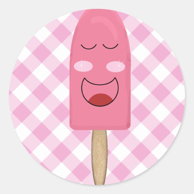 Pink Face Popsicle Stickers (Front)