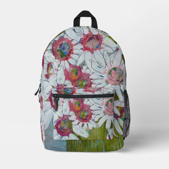 Pink Faces by Lydia's Art Sangria Printed Backpack (Front)