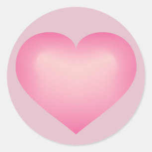 Pink Fade Heart Classic Round Sticker