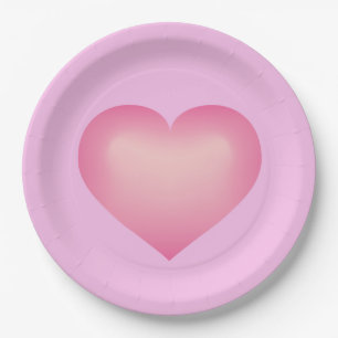 Pink fade heart paper plate