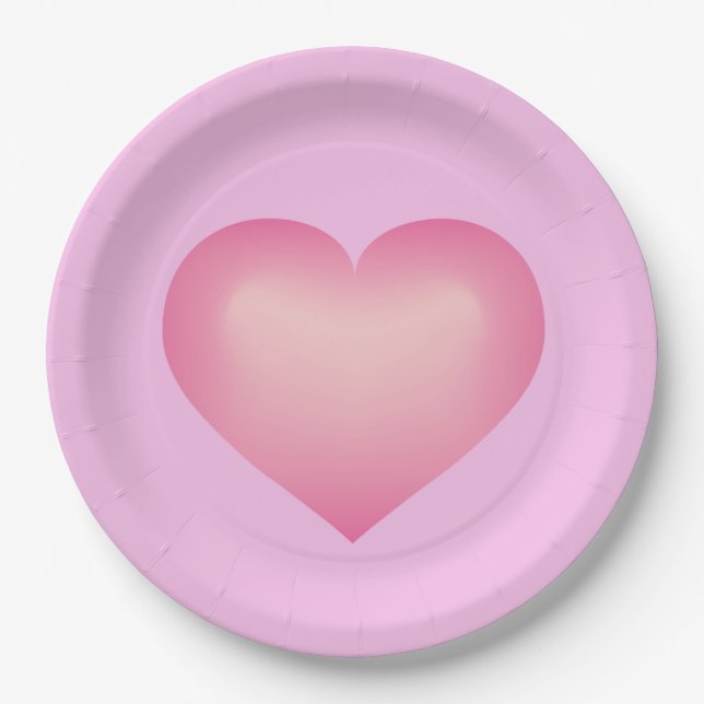 Pink fade heart paper plate (Front)