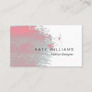Pink Faded Watercolor Splatter Simple Paint Business Card