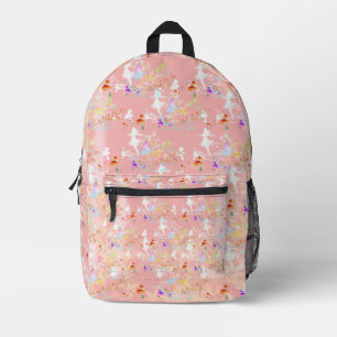Pink Fairies and Mushrooms Printed Backpack