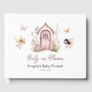 Pink Fairies Baby in Bloom Butterfly Baby Shower Guest Book