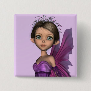 Pink Fairy 15 Cm Square Badge