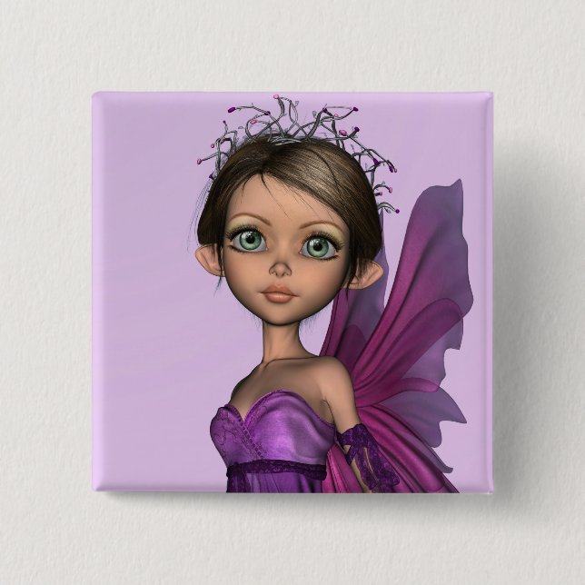 Pink Fairy 15 Cm Square Badge (Front)