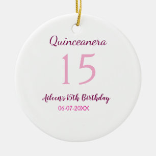 Pink fairy 15th birthday simple moder quinceanera ceramic ornament
