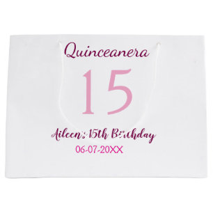 Pink fairy 15th birthday simple moder quinceanera large gift bag