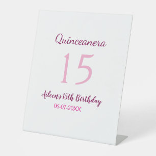Pink fairy 15th birthday simple moder quinceanera pedestal sign