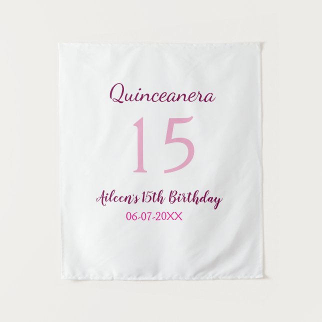 Pink fairy 15th birthday simple moder quinceanera  tapestry (Front)