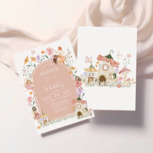 Pink Fairy 1st Birthday Invitation
