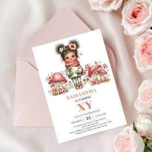 Pink Fairy 1st Birthday Pastel Floral Invitation