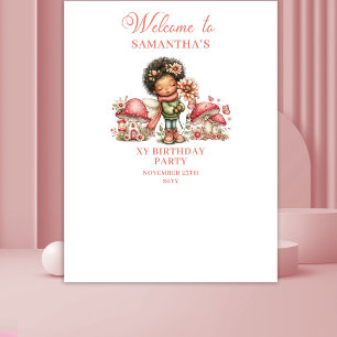 Pink Fairy 2nd Birthday Blush Flowers Banner Tapestry
