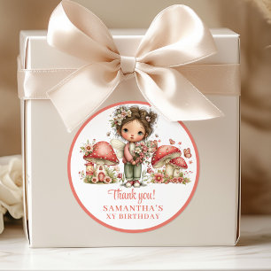 Pink Fairy 2nd Birthday Blush Flowers Favor Box  Classic Round Sticker