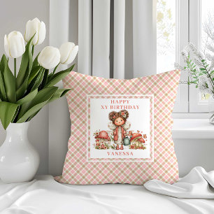 Pink Fairy 2nd Birthday Blush Flowers Throw Pillow