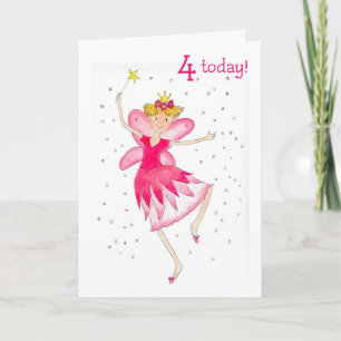 Pink Fairy 4th Birthday Card