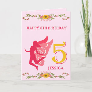 Pink Fairy 5th Birthday Card