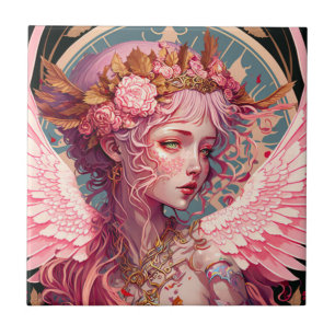 Pink Fairy Angel Fantasy Art Ceramic Tile