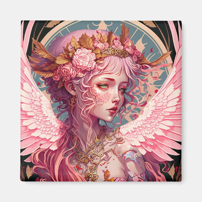 Pink Fairy Angel Fantasy Art Magnet (Front)