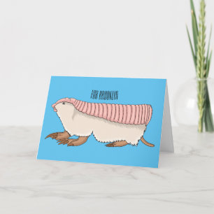 Pink fairy armadillo cartoon illustration card