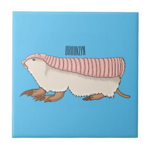Pink fairy armadillo cartoon illustration ceramic tile