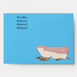 Pink fairy armadillo cartoon illustration envelope