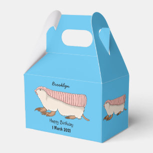 Pink fairy armadillo cartoon illustration favour box