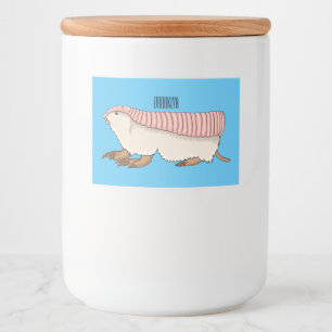 Pink fairy armadillo cartoon illustration food label