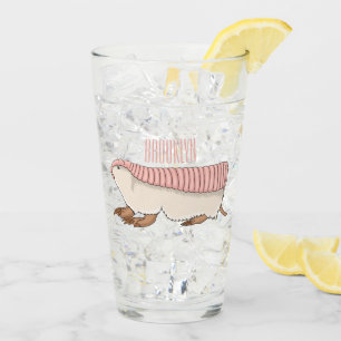 Pink fairy armadillo cartoon illustration glass