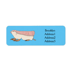 Pink fairy armadillo cartoon illustration return address label
