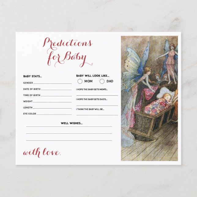 Pink Fairy Baby Blessing Predictions for Baby Card (Front)