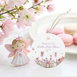 Pink Fairy Baby Shower Favor Tag