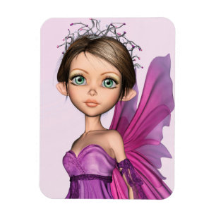 Pink Fairy Big Eyes Fantasy Portrait Magnet