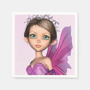 Pink Fairy Big Eyes Fantasy Portrait Napkin