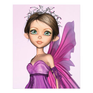 Pink Fairy Big Eyes Fantasy Portrait Photo Print