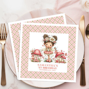 Pink Fairy Birthday Blush Floral Party Celebration Napkin