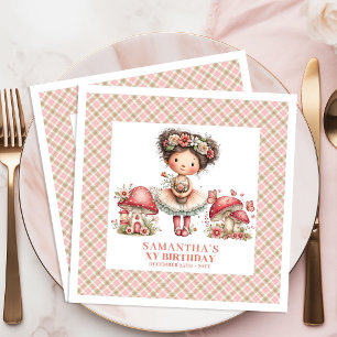 Pink Fairy Birthday Invitation Magical Floral Napkin