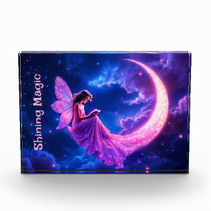 Pink fairy crescent moon glow cute magic photo block
