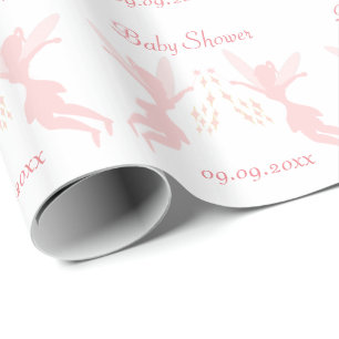 Pink Fairy Design Baby Shower Wrapping Paper