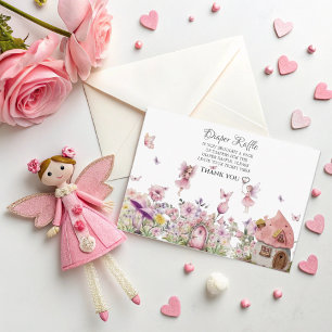 Pink Fairy Diaper Raffle Card for Baby Shower