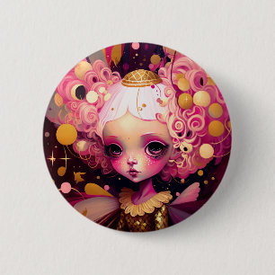 Pink Fairy Fantasy Art 6 Cm Round Badge