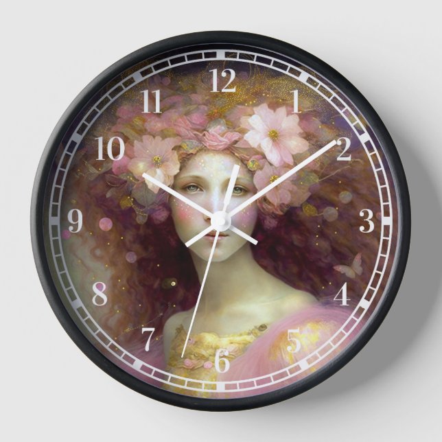 Pink Fairy Fantasy Art Clock (Front)
