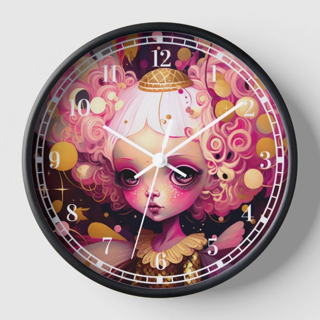 Pink Fairy Fantasy Art Clock (Front)