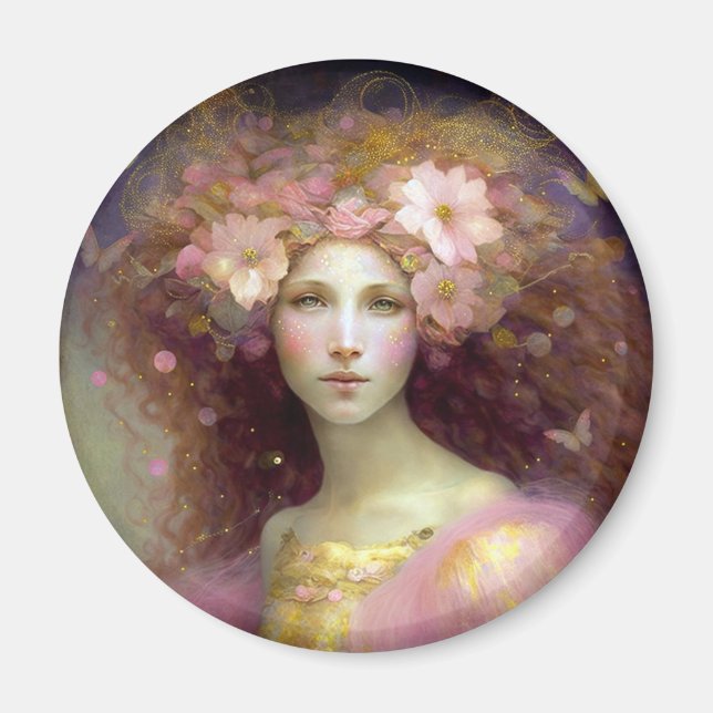 Pink Fairy Fantasy Art Magnet (Front)