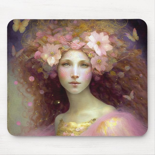 Pink Fairy Fantasy Art Mouse Pad (Front)