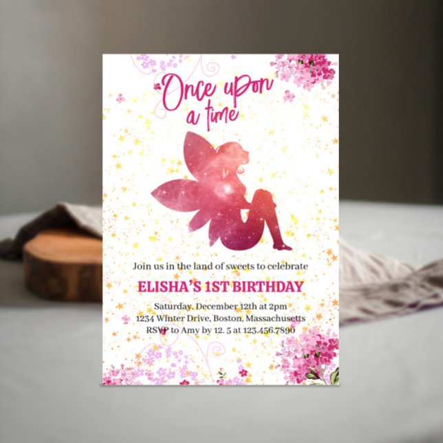 Pink Fairy Floral 1st Birthday Invitation (Creator Uploaded)