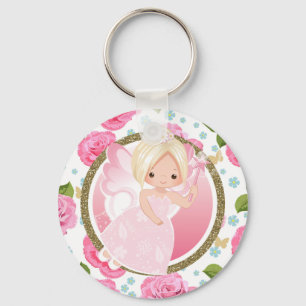 Pink Fairy Floral Key Chain Purse Charm