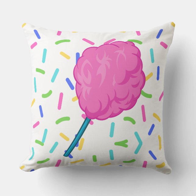 Pink Fairy Floss Cotton Candy Square Cushion (Front)