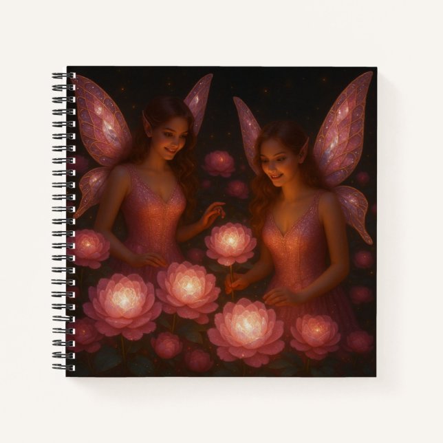 Pink Fairy Gift Romantic Fantasy Floral Notebook (Front)